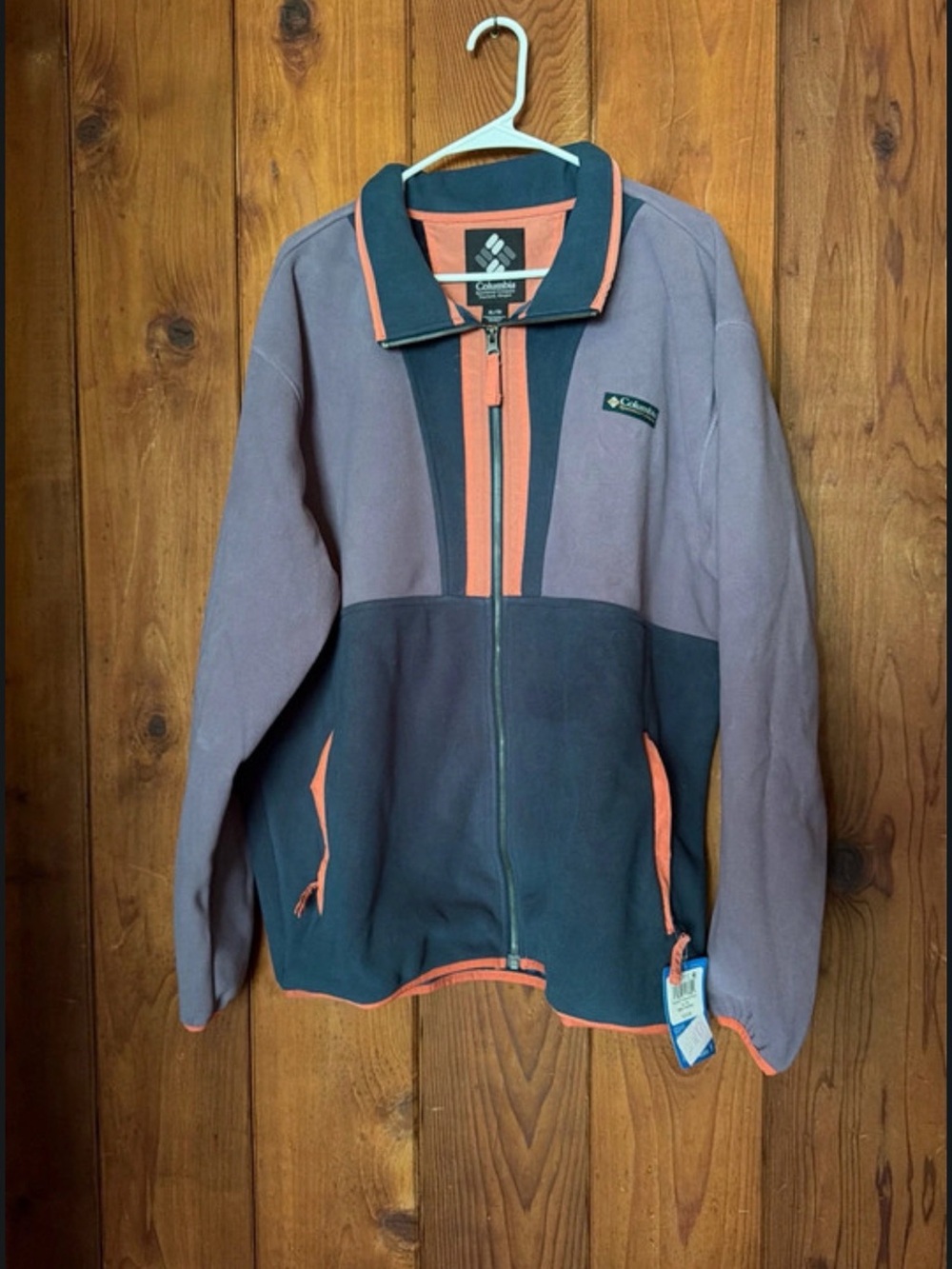 Columbia Two-Tone Mauve & Charcoal Fleece Jacket with Coral Accents